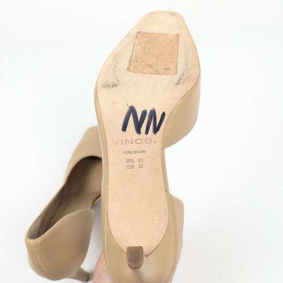 Vince Tiana Cappuccino Pointed Toe Leather Pumps Size 9 - Picture 7 of 10